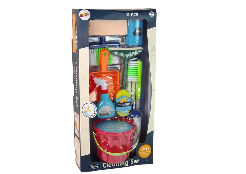 Zestaw Do Sprzątania Cleaning Set 11 Elementów AGD Mop Miotła Wiadro