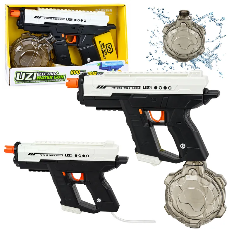 Elektryczny Pistolet Na Wodę Automatyczny 10m Czarno Biały 800ml