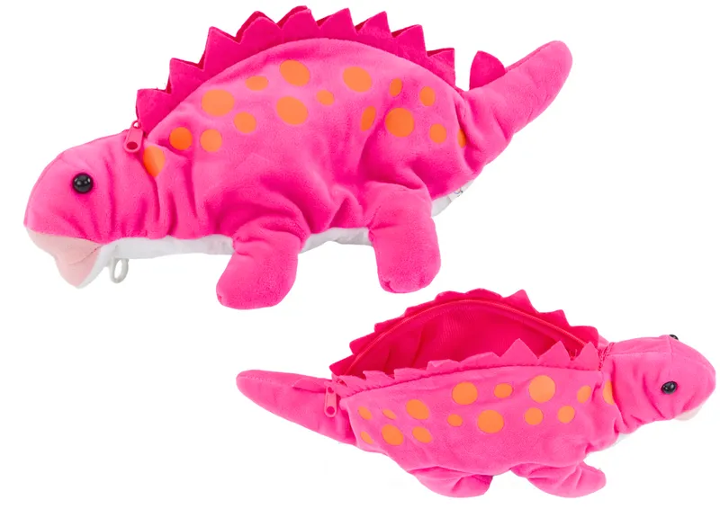 Pluszowy Dinozaur Piórnik Schowek Zawieszka - Różowy
