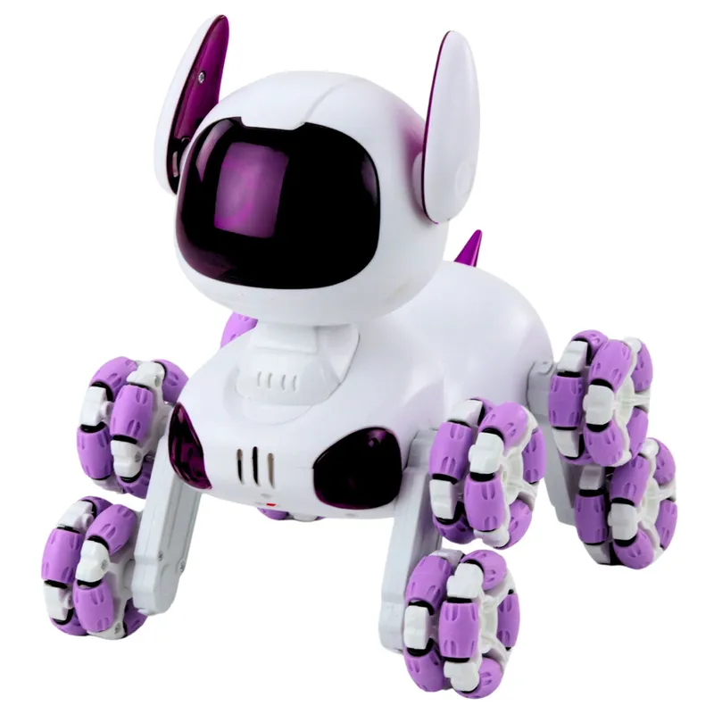 Robot Pies TOOBY Zdalnie Sterowany RC 360° Światła Dźwięki - Biało-Fioletowy