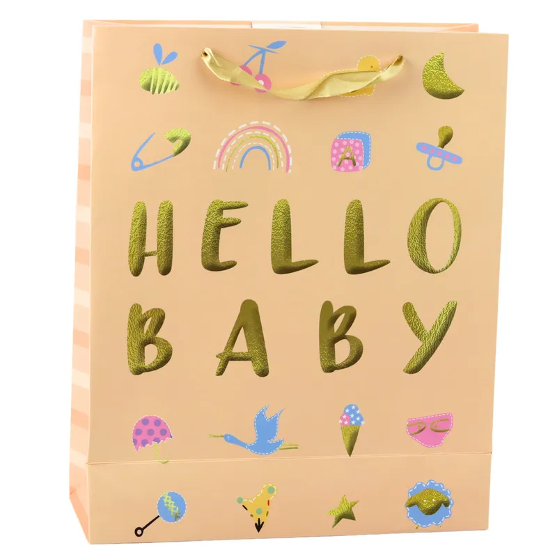 Torba Prezentowa Dla Dziecka Hello Baby Brzoskwiniowa 32 x 26 x 10cm
