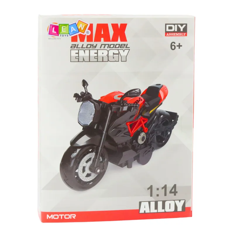 Motocykl Do Składania Skręcania Metal 1:14 DIY - Pomarańczowy