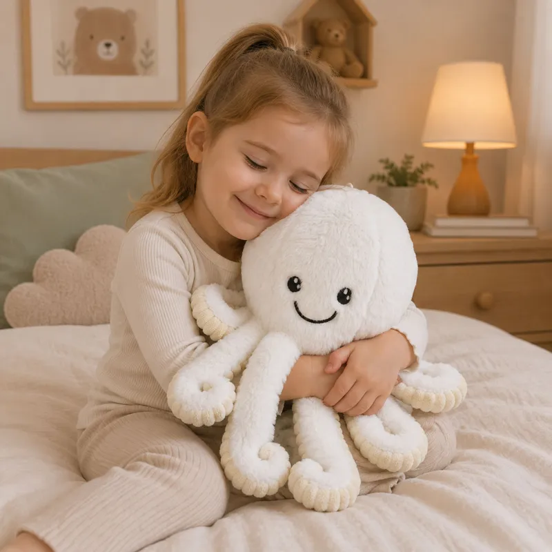 Pluszowa Ośmiornica Maskotka Przytulanka Sprężyste Macki 50 cm - Biała