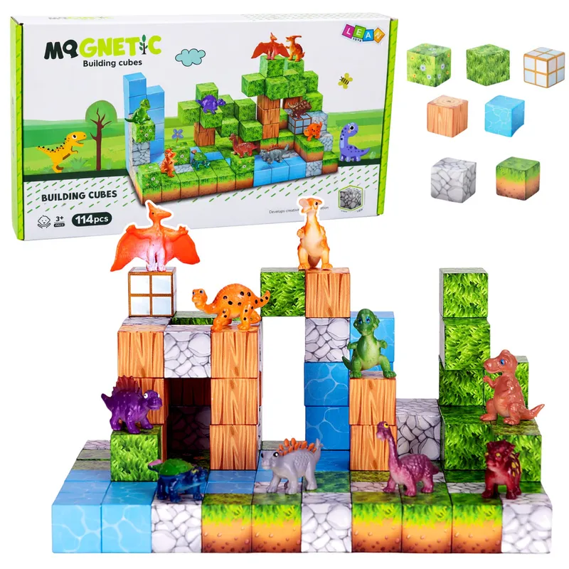 Klocki Magnetyczne Konstrukcyjne Kostki Kwadratowy Świat 3D 114 el