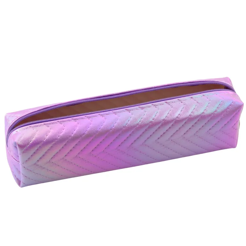 Piórnik Szkolny Organizer Holograficzny Jodełka 21x6cm - Fioletowy