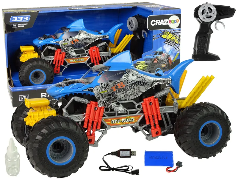 Auto Terenowe Rekin Zdalnie Sterowany 1:10 2.4G 15 km/h Para Wodna - Niebieski