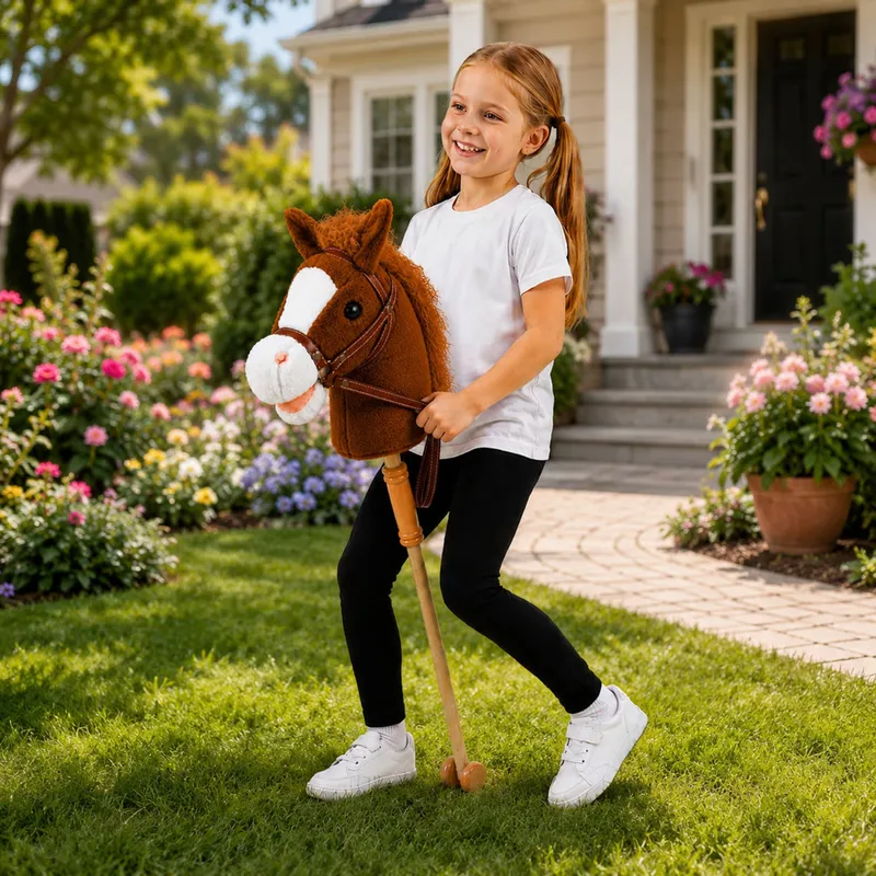 Hobby Horse Koń Na Kiju Głowa Konia Dźwięki Galopu Rżenia 100 cm - Brązowy