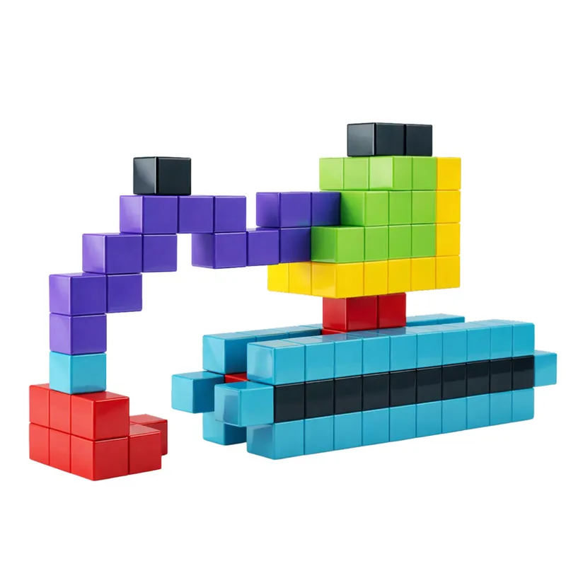 Klocki Magnetyczne Konstrukcyjne Kostki Bloczki 3D Kolorowe 96 el