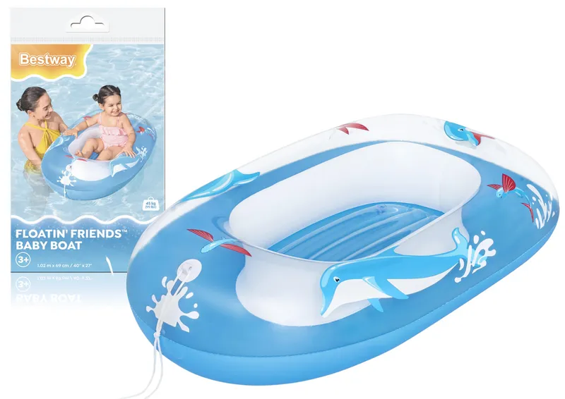 Dmuchana Łódka Delfin 102 x 69 cm BESTWAY 34037 - Niebieska