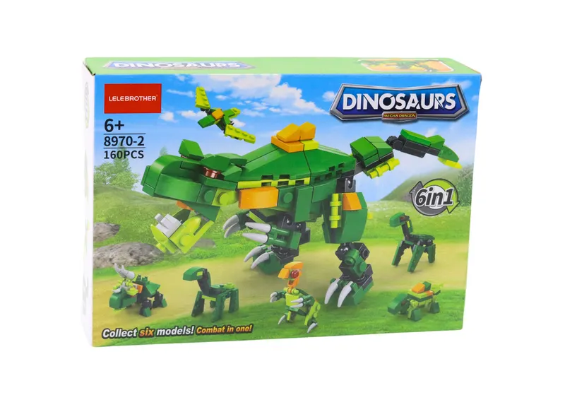 Klocki Konstrukcyjne Dinozaury 6w1 Zestaw DIY Dinozaur 160 Ele