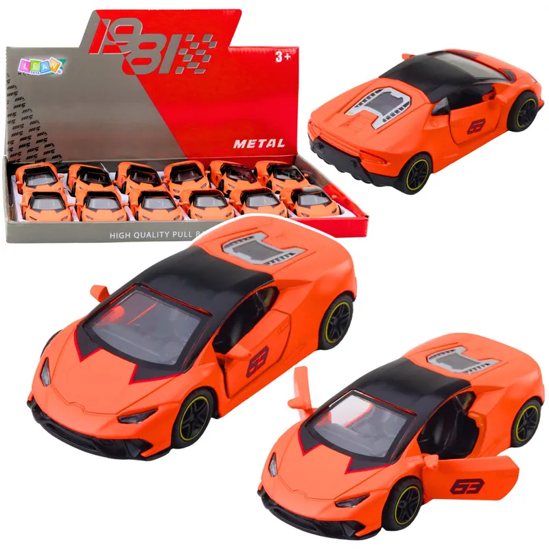 Samochód Sportowy Napęd Pull Back Metalowy 1:43 - Pomarańczowy