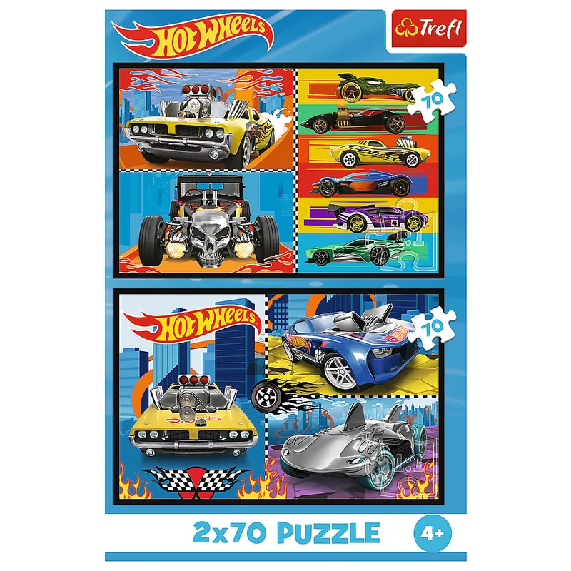Puzzle - 2x70 - Samochodziki - Hot Wheels - TREFL 34442
