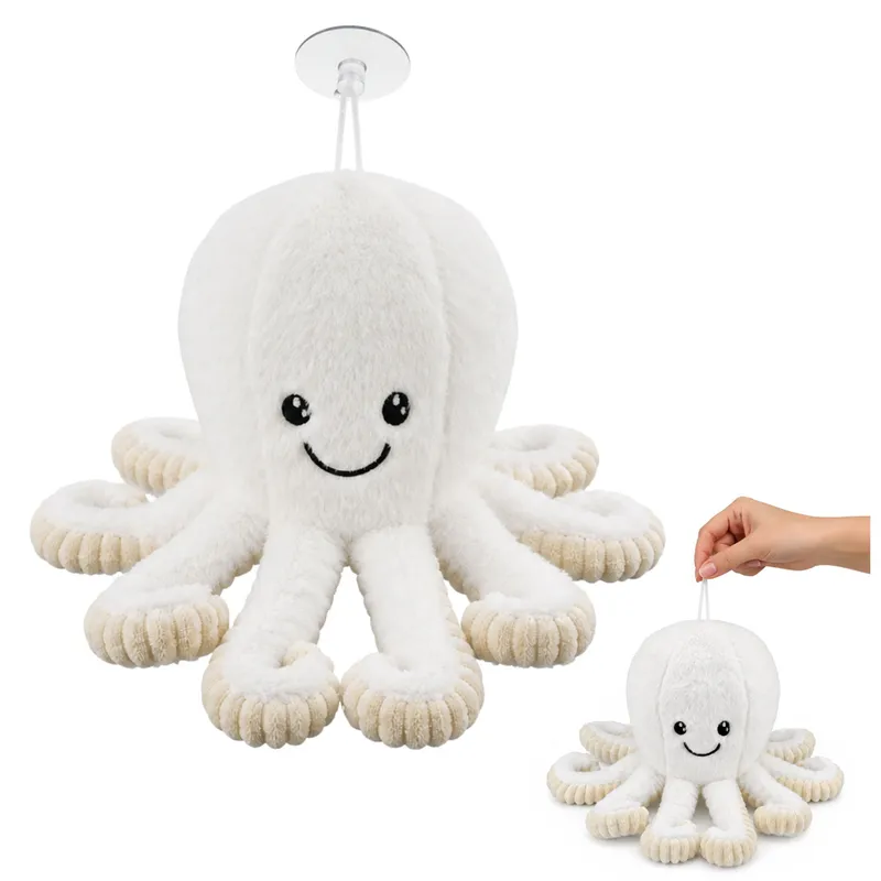 Pluszowa Ośmiornica Maskotka Przytulanka Z Przyssawką 16 cm - Biała