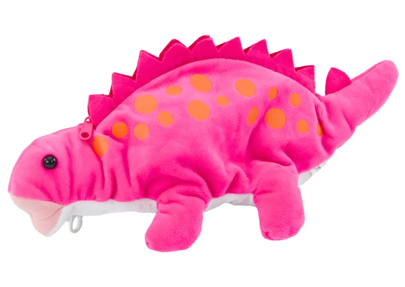 Pluszowy Dinozaur Piórnik Schowek Zawieszka - Różowy