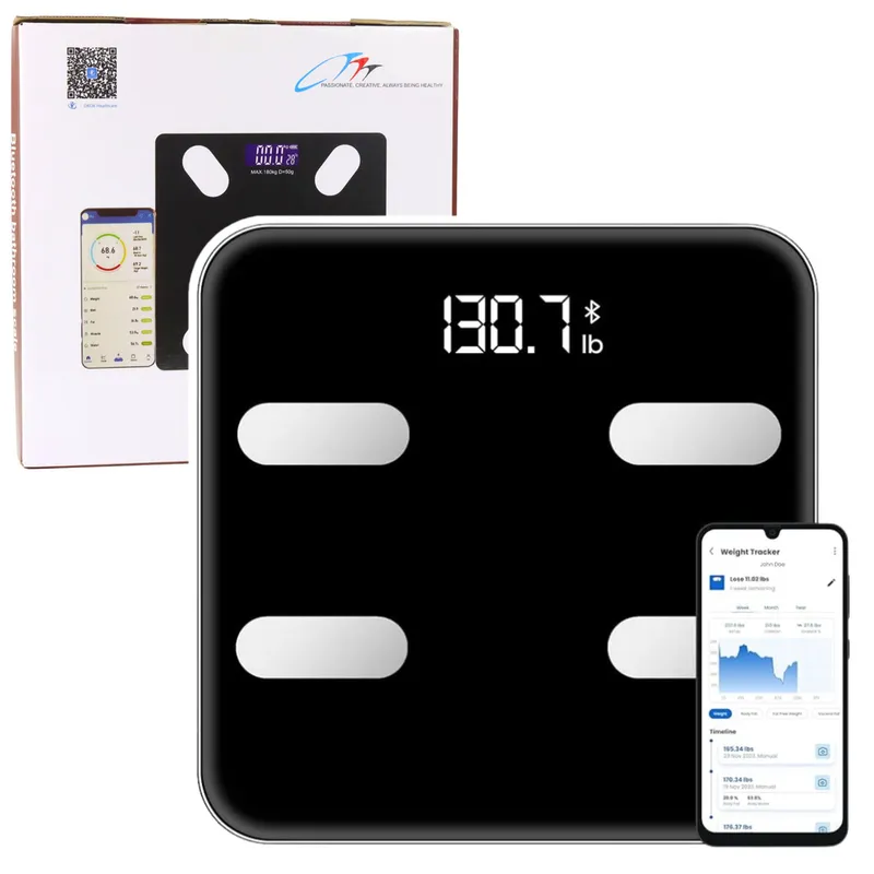 Waga Elektroniczna Łazienkowa Funkcja Smart Bluetooth BMI BMR Aplikacja