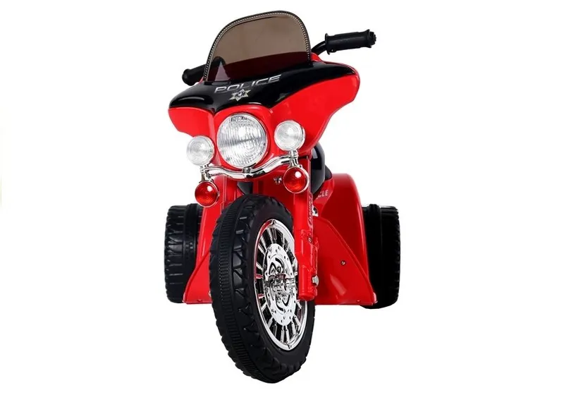Motor Na Akumulator Trójkołowy JT568 Policja Dla Dzieci LED - Czerwony