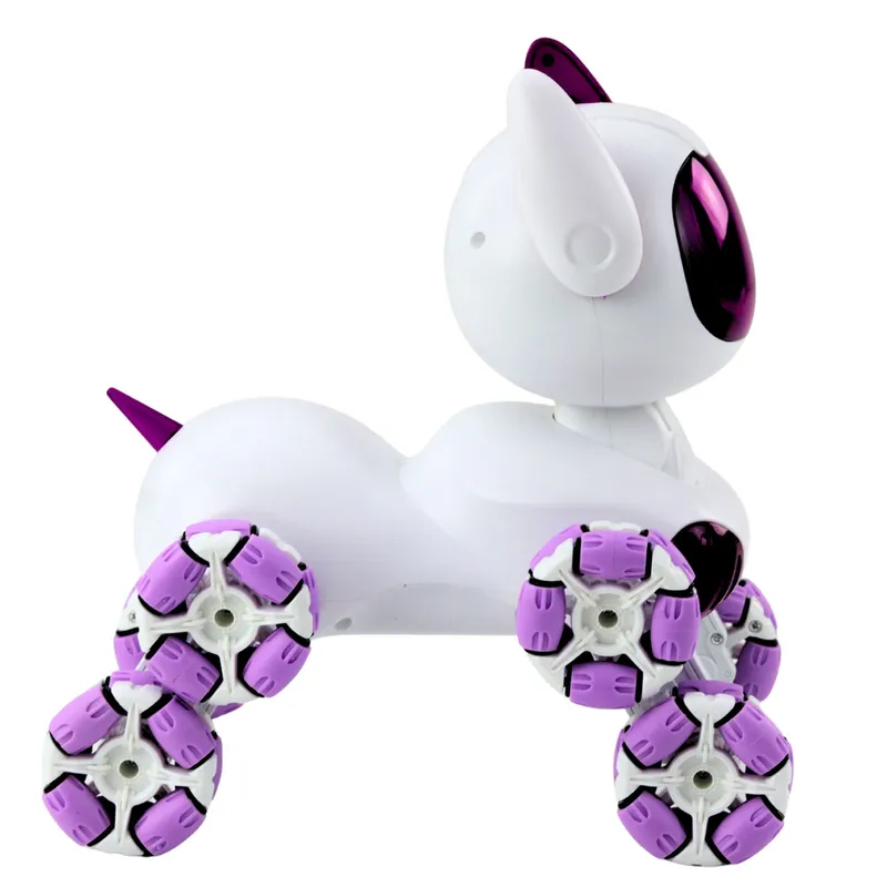 Robot Pies TOOBY Zdalnie Sterowany RC 360° Światła Dźwięki - Biało-Fioletowy