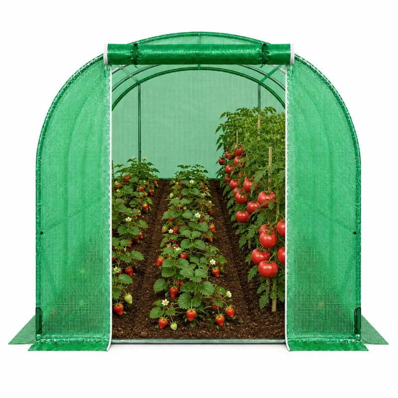 Tunel Ogrodowy Foliowy Szklarnia Na Warzywa Okna UV 6x3x2m 18m² - Zielony