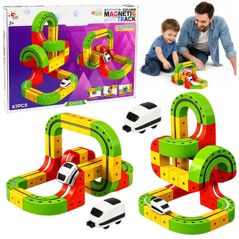 Tor Magnetyczny Z Elektrycznym Pociągiem 3D Kreatywny Konstrukcyjny 67 el