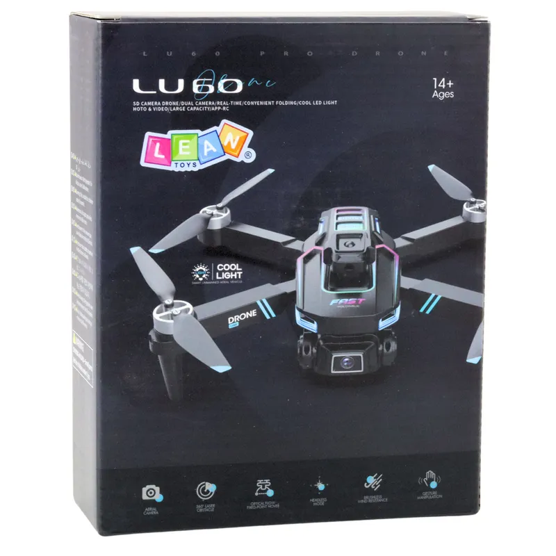 Dron LU60 Podwójna Kamera HD Światła LED Aplikacja - Czarny