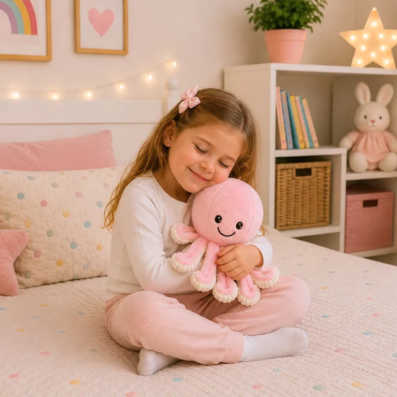 Pluszowa Ośmiornica Maskotka Przytulanka Sprężyste Macki 50 cm - Różowa