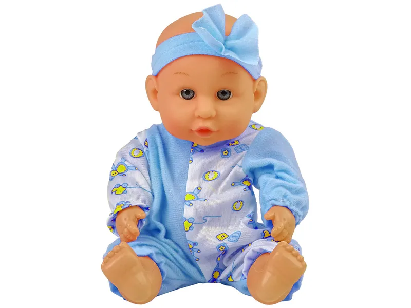Lalka Bobas Nocnik Siusia Pije Kokardka 24 cm - Niebieska
