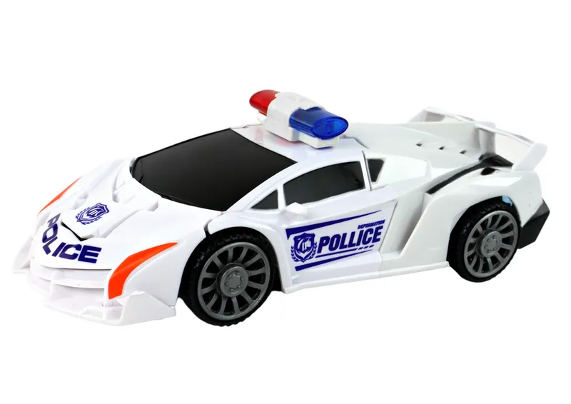 Samochód-Robot Policja 2w1 Transformacja - Biały