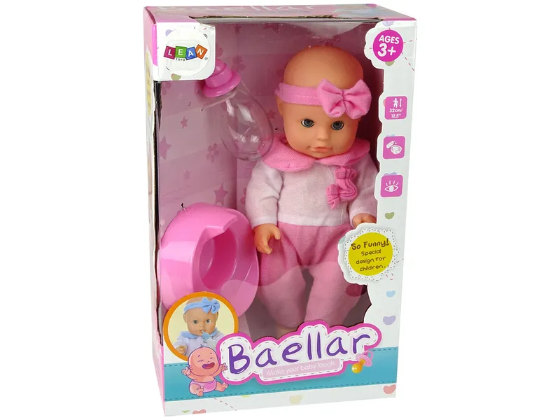 Lalka Piżama 30 cm Butelka Nocnik Pije - Różowa