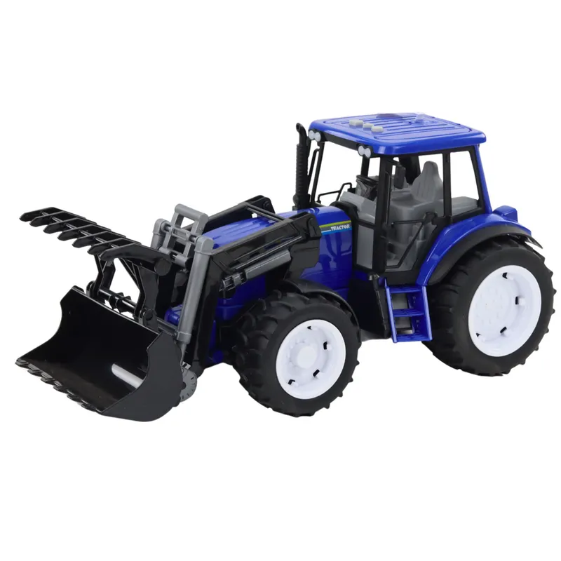 Traktor Farmerski Z Ruchomą Łyżką Światła Dźwięki 1:10 - Niebieski