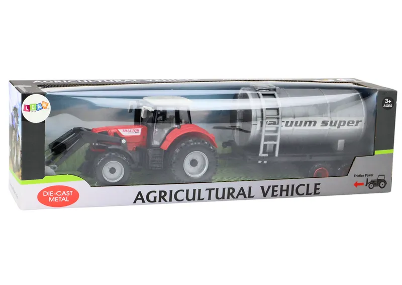 Traktor Rolniczy Koparka Z Cysterną Napęd - Czerwony