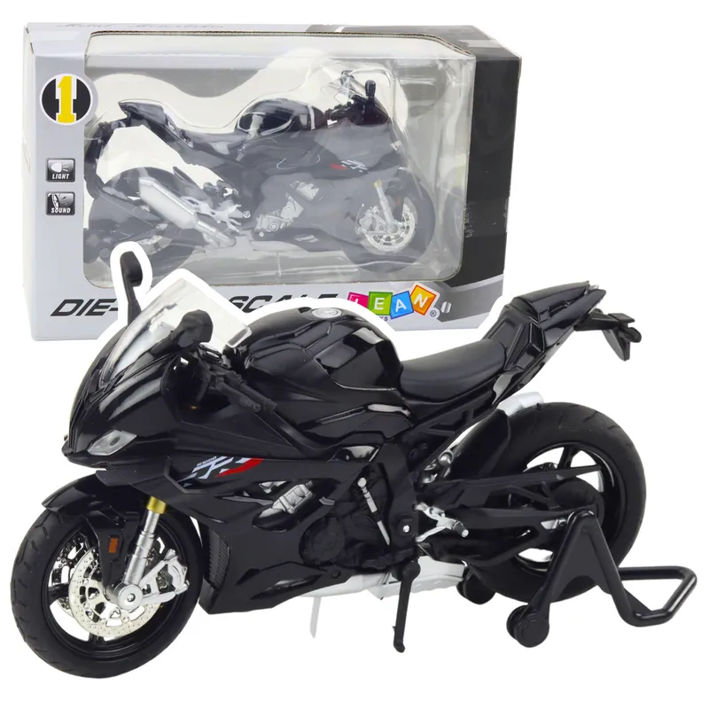 Motocykl Sportowy Metalowy Światła Dźwięki S1000 1:12 - Czarny