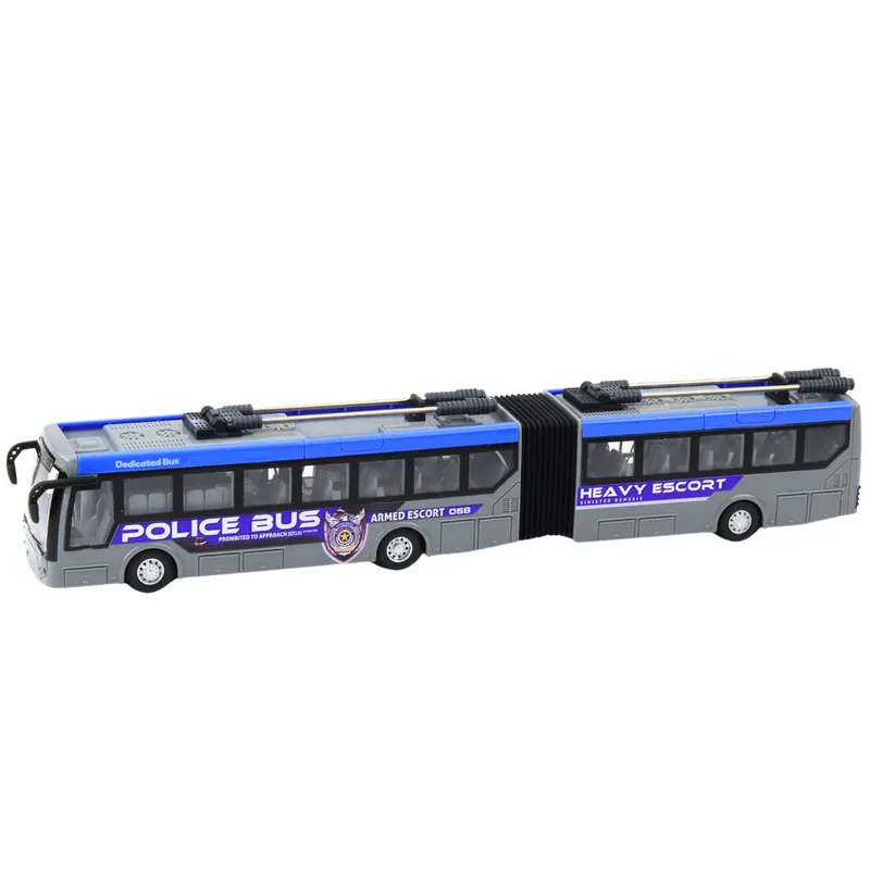 Autobus Policyjny Przegubowy Zdalnie Sterowany RC Światła 1:32 - Szary