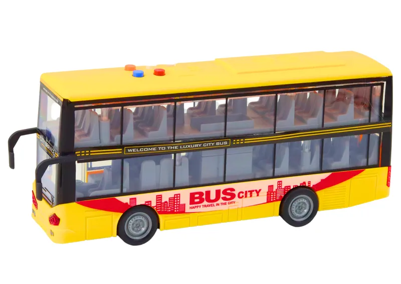 Autobus Piętrowy 1:16 Światła Dźwięki Napęd Frykcyjny - Żółty