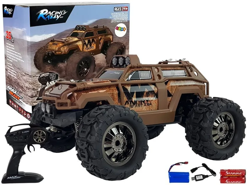 Auto Rajdowe Off-Road Zdalnie Sterowane 2.4G 1:18 35 km/h Kontrola Prędkości - Brązowa
