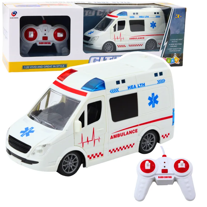 Karetka Ambulans Zdalnie Sterowany RC Światła Dźwięki 1:20 - Biały