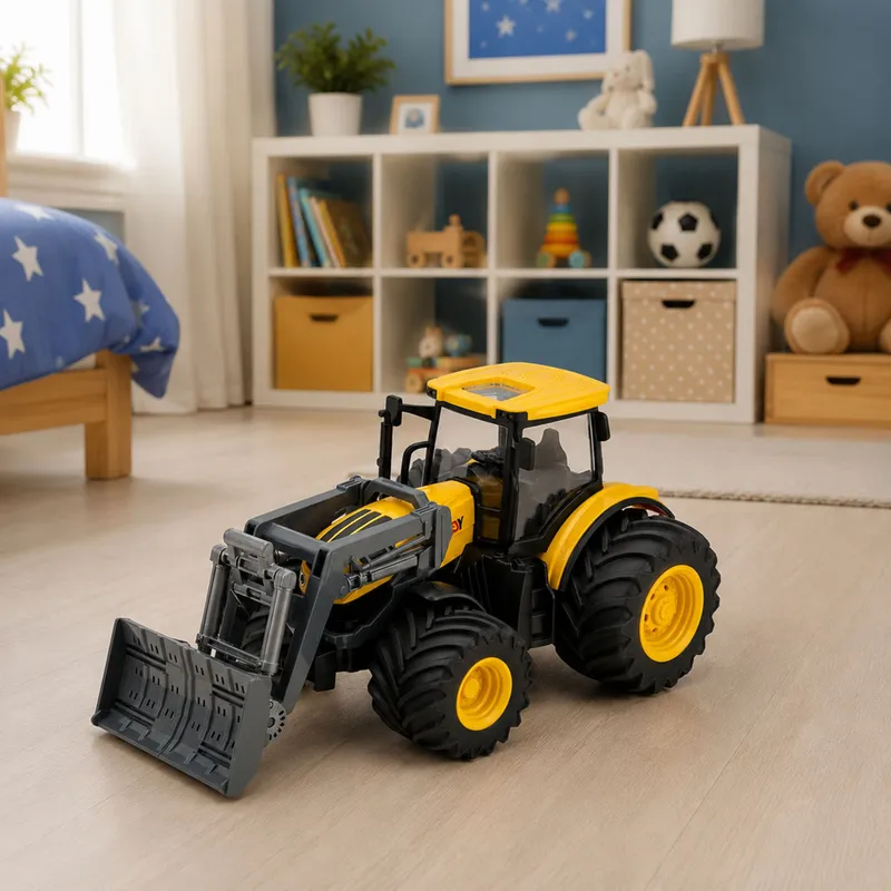 Traktor Rolniczy Farmerski Ze Spychaczem Światła Dźwięki 1:24 - Żółty
