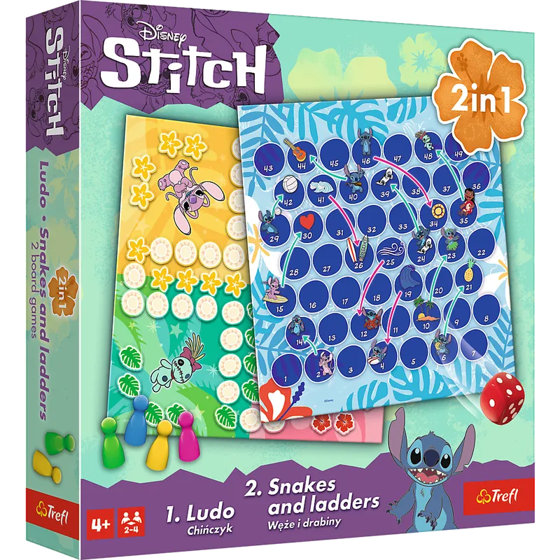 Gra Klasyczna Lilo & Stitch 2w1 Chińczyk Węże I Drabiny TREFL 02656