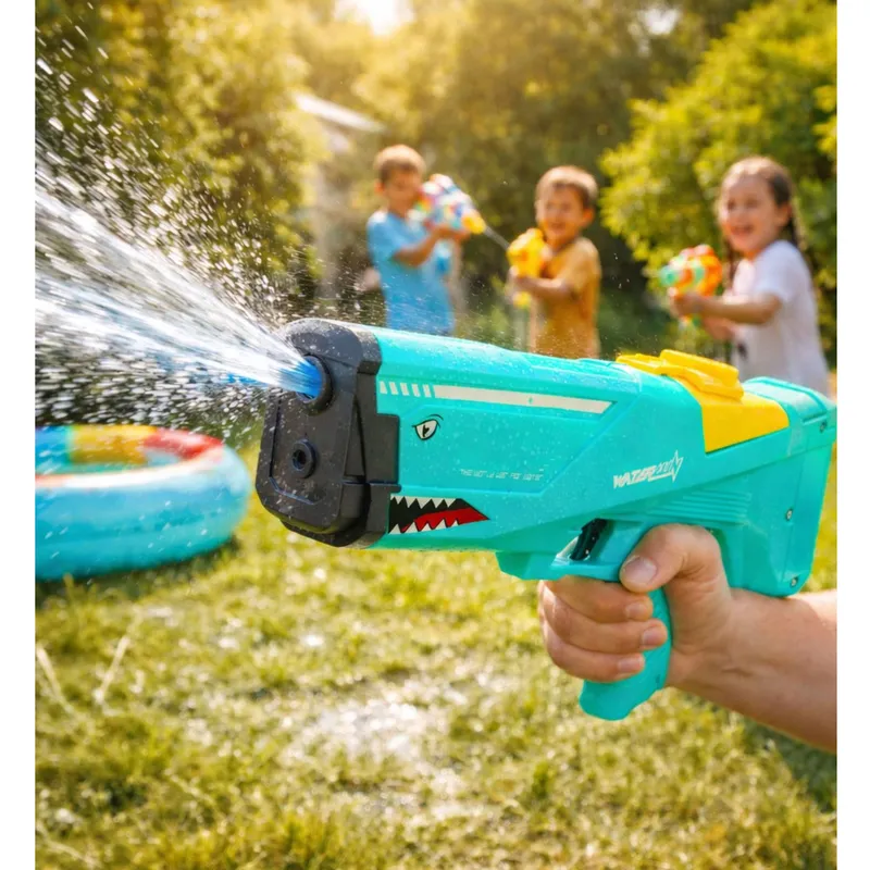 Elektryczny Karabin Pistolet Na Wodę Rekin 600 ml 8-10 m - Zielony