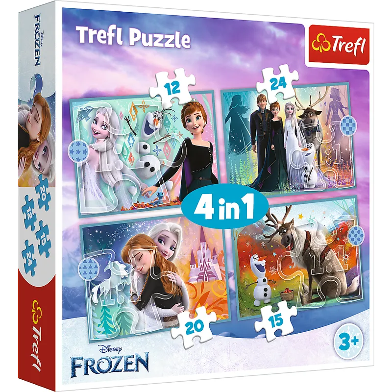 Puzzle - 4w1 (12, 15, 20, 24) - Niezwykły Świat Frozen - Kraina Lodu - TREFL 34381
