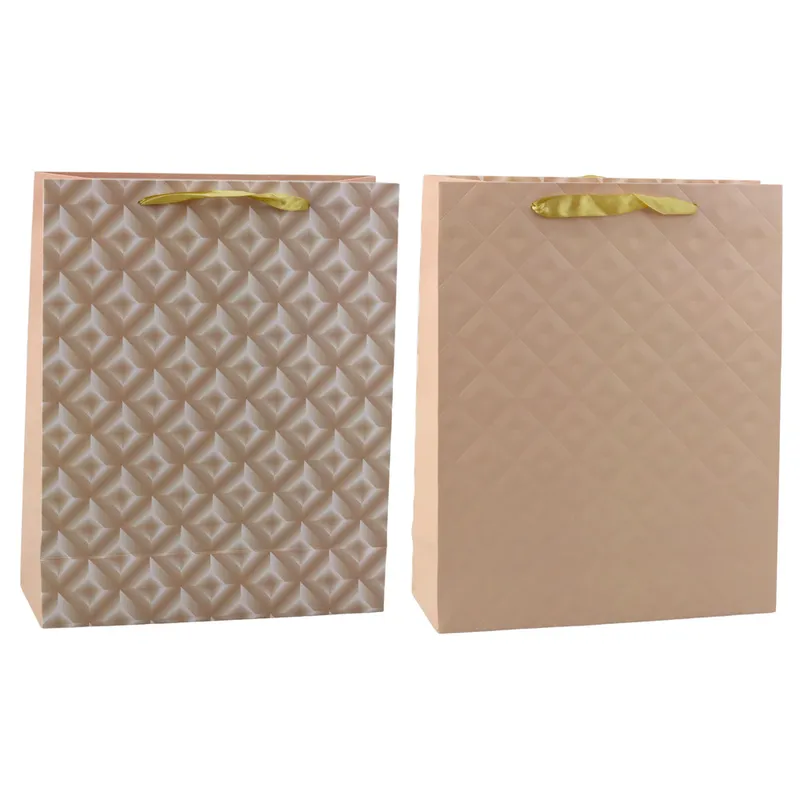 Torba Prezentowa Z Tłoczeniem Jasno 32 x 26 x 10cm - Beżowa