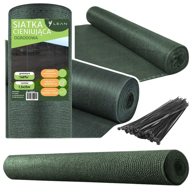 Siatka Cieniująca Na Ogrodzenie Płot Maskująca 1.5m 25m 140g/m² - Zielona
