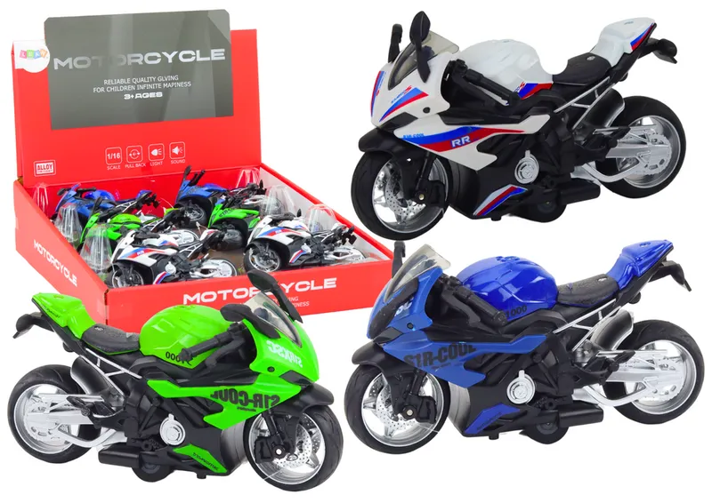 Motocykl Sportowy Z Napędem Frykcyjnym 3 Kolory Biały Zielony Niebieski