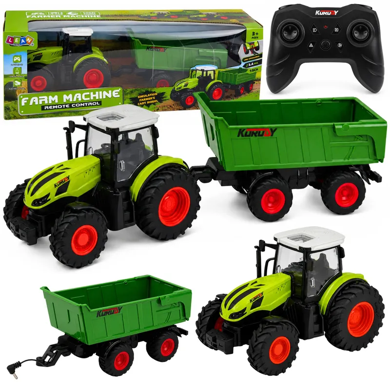 Traktor Rolniczy Z Przyczepa Wywrotką Zdalnie Sterowany RC Światła 1:24