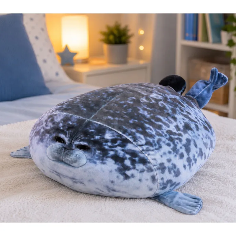 Pluszowa Foka Maskotka Przytulanka Naturalna Kolorystyka 38 cm - Szara
