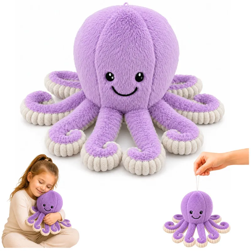 Pluszowa Ośmiornica Maskotka Przytulanka Sprężyste Macki 30 cm - Fioletowa