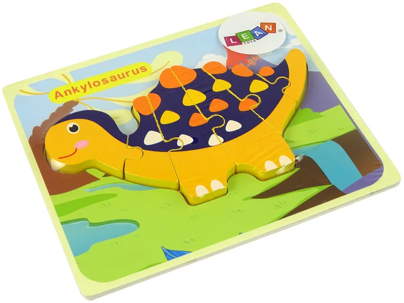 Drewniane Puzzle Dinozaury Triceratops Ankylosaurus - Pomarańczowy