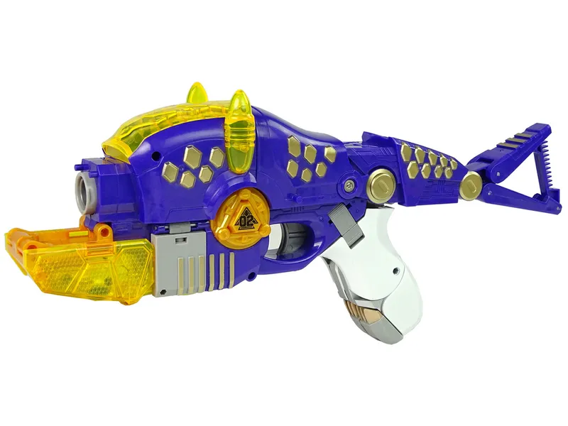 Dinobots 2w1 Dinozaur Pistolet Na Strzałki Triceratops Tarcza - Fioletowy