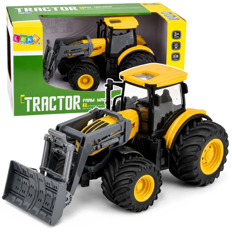 Traktor Rolniczy Farmerski Ze Spychaczem Światła Dźwięki 1:24 - Żółty