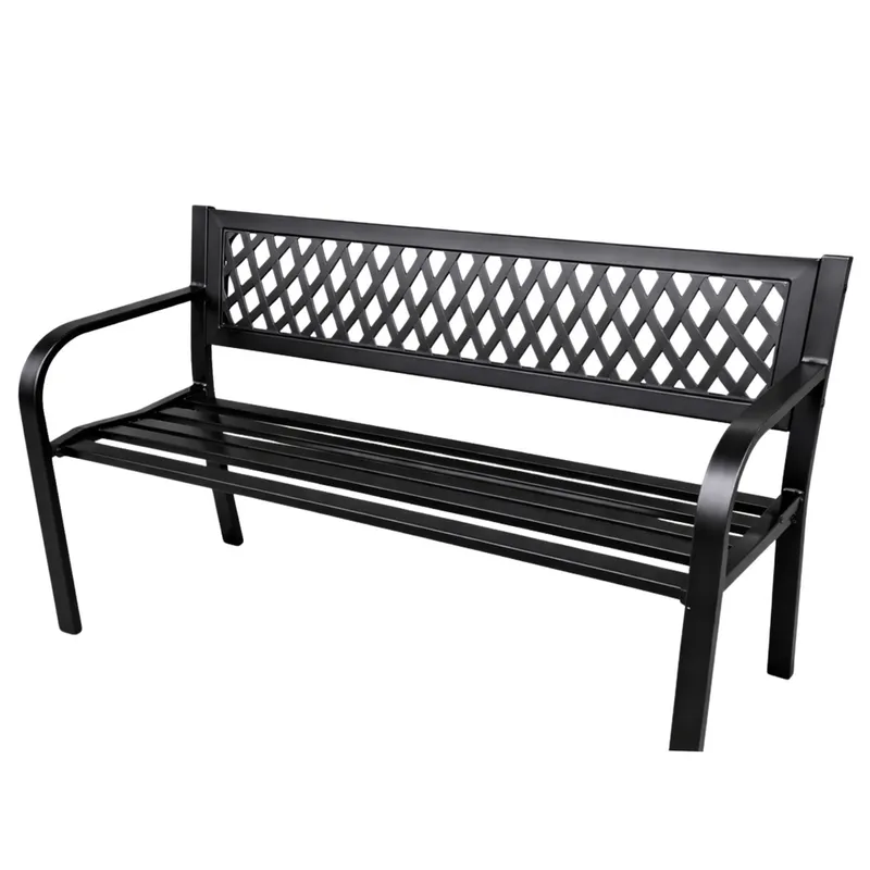 Ławka Ogrodowa Parkowa Taras Ogród Metalowa Oparcie 120 cm - Czarna