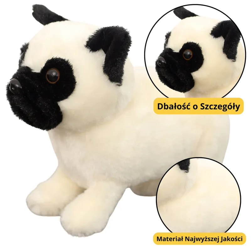 Pluszowa Maskotka Przytulanka Pies Mops 19cm - Biały